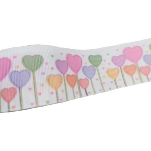 Hearts #4 Grosgrain Ribbon - 023057 - 1 1/2" (40mm) - 5 yards