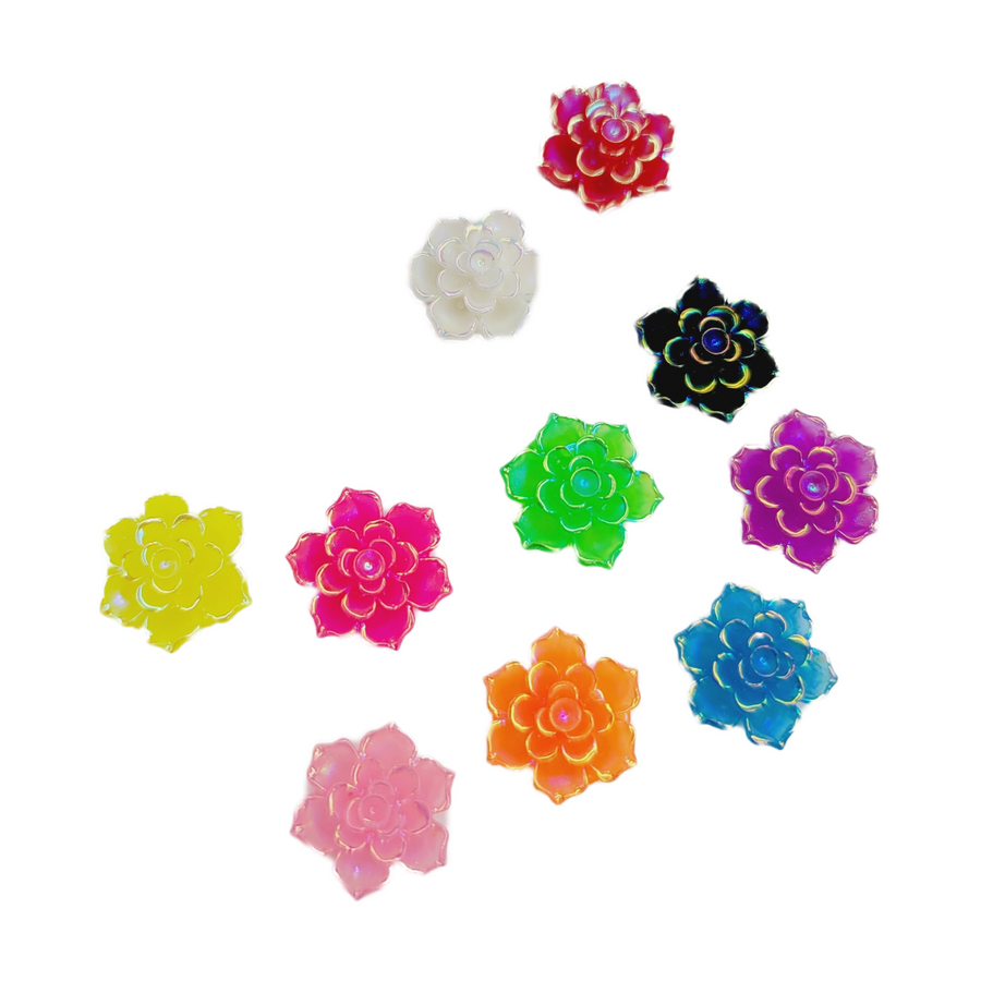 Resin Flatback Flowers for Craft - Mixed Colors - Set of 10