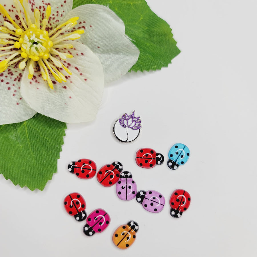 Flatback Resin Ladybugs for Craft - Mixed Colors - Set of 10