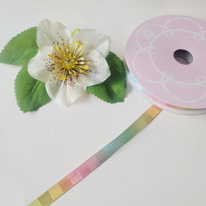 Rainbow Block Satin Ribbon -3/8" (10mm) - Sold by the Yard