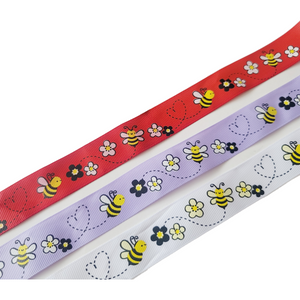 Little Bees Grosgrain Ribbon -1" (25mm) - Sold by the Yard