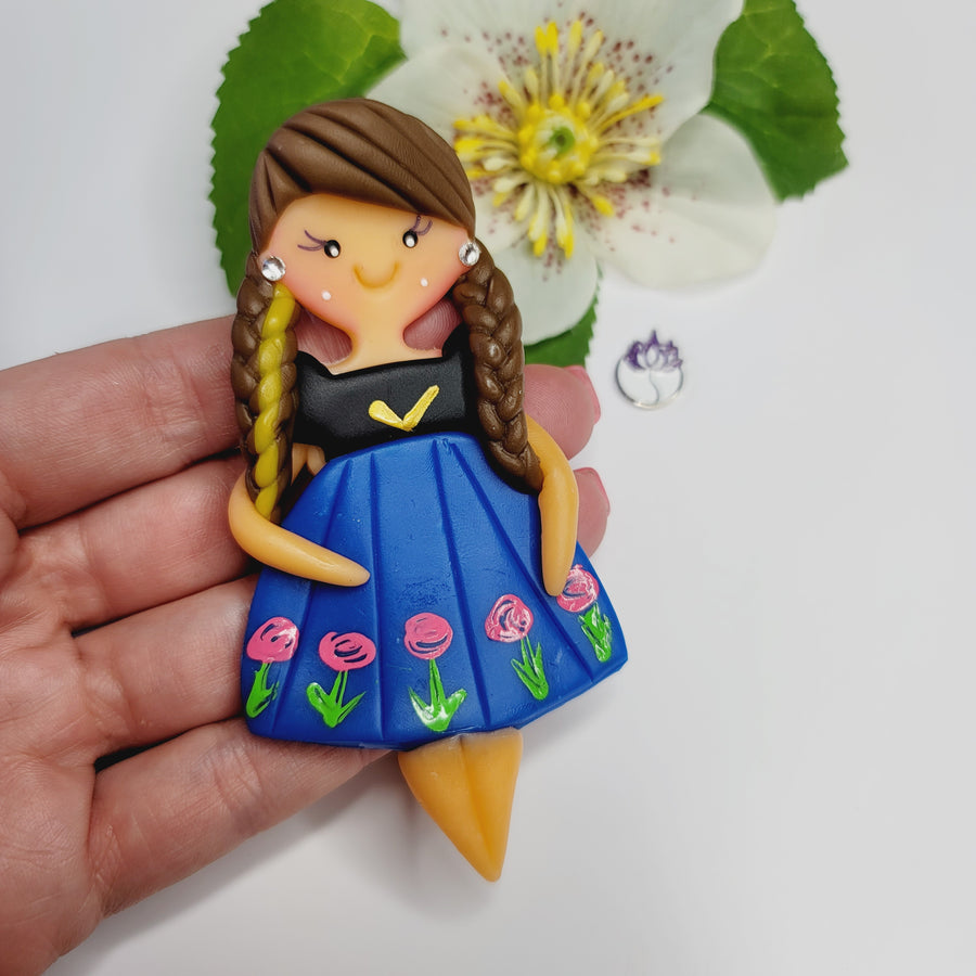 Princess  Anna #465 4.5" Flexible Clay Doll for Bow-Center, Jewelry Charms, Accessories, and More