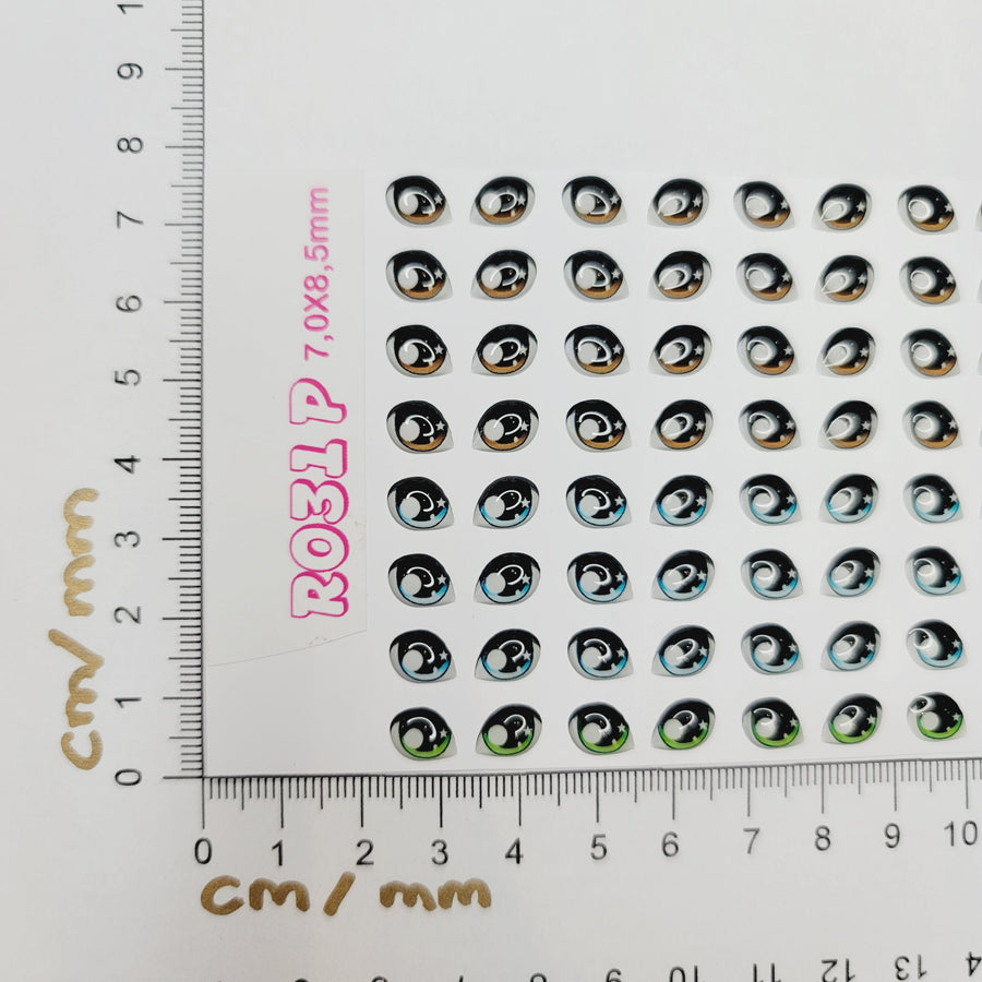 Adhesive Resin Eyes for Clays Multicolor STY R031 P 64 Pairs