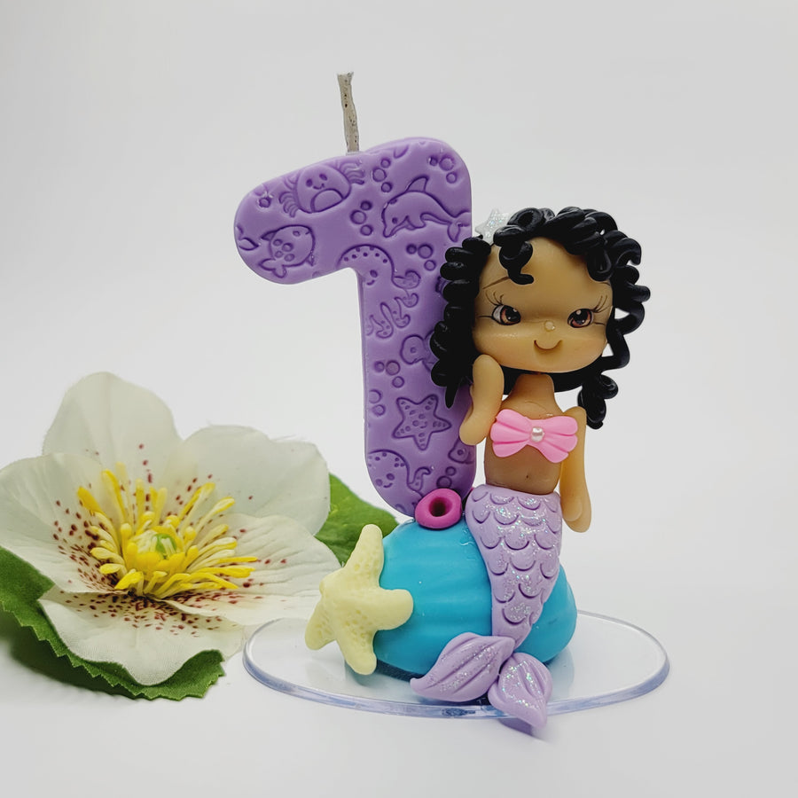 Mermaid Decorative Candle #7 for cake top