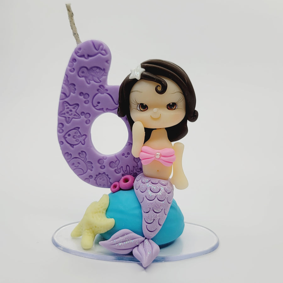 Mermaid Decorative Candle #6 for cake top