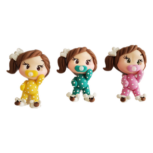192 Ella, Lunna  & Emma Triplets Clay Doll for Bow-Center, Jewelry Charms, Accessories, and More