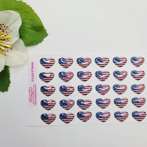 Adhesive Resin American Flag - Heart  STY 12.5x17 mm 45 units