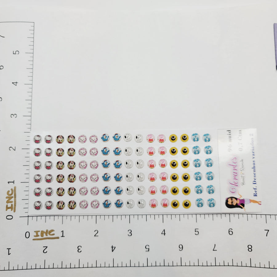 Adhesive Resin Multiple Characters #2 V.A. for Clays Multicolor (X-SM) 96 UN - 0.7 cm