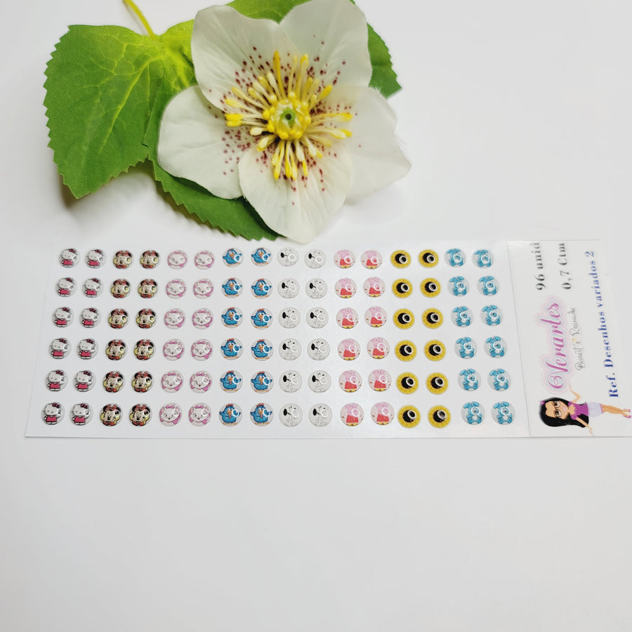 Adhesive Resin Multiple Characters #2 V.A. for Clays Multicolor (X-SM) 96 UN - 0.7 cm