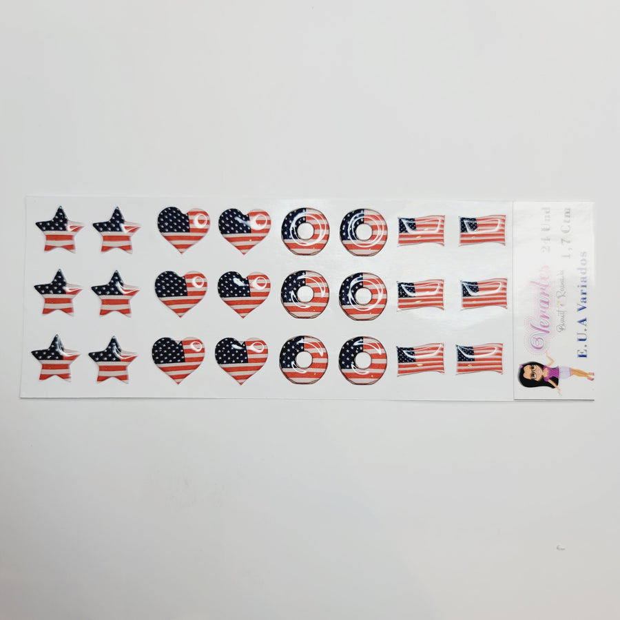 Adhesive Resin USA Flag V.A.for Clays Multicolor (SM) 24UN - 1.7 cm