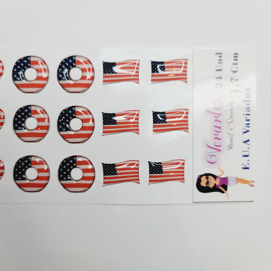 Adhesive Resin USA Flag V.A.for Clays Multicolor (SM) 24UN - 1.7 cm