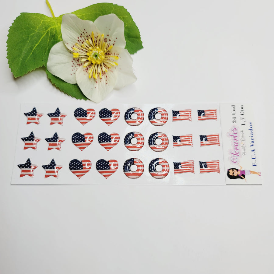 Adhesive Resin USA Flag V.A.for Clays Multicolor (SM) 24UN - 1.7 cm