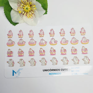 Adhesive resin for clays MF-109 cute unicorns (2.0 cm) 32 Units