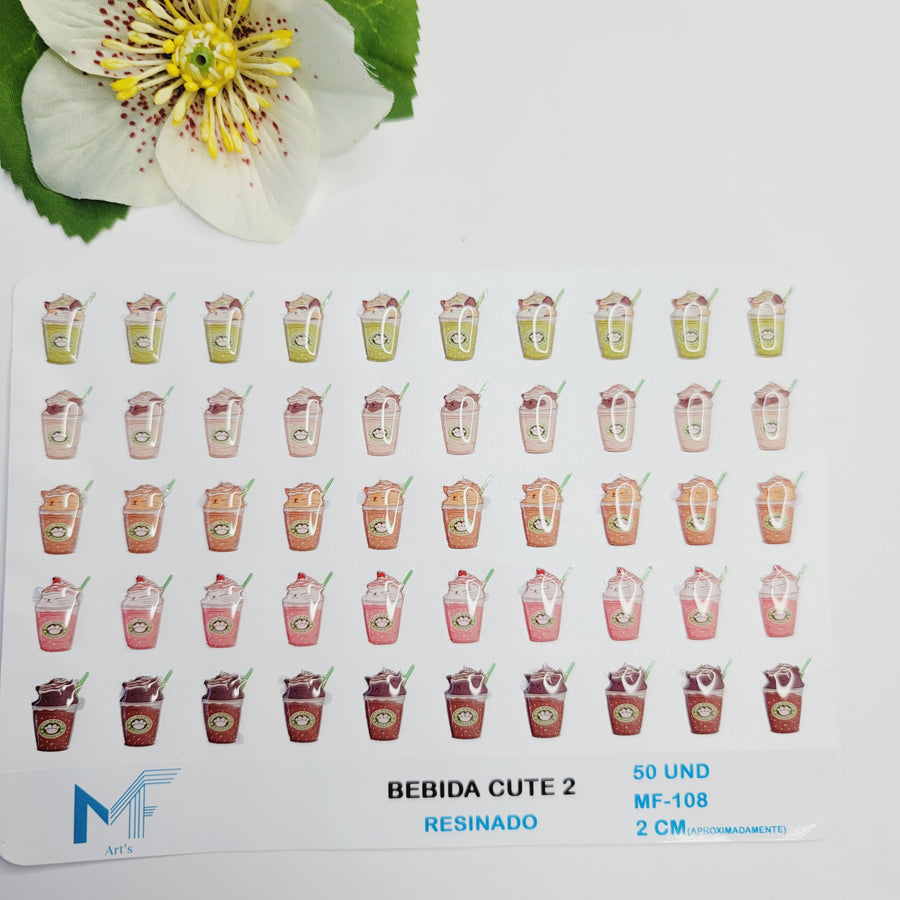 Adhesive resin for clays MF 108 cute drinks (2 cm) 50 Units