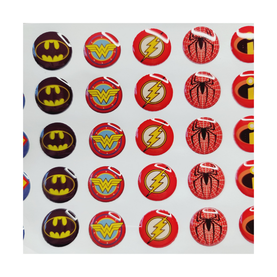 Adhesive resin for clays MF 26 super heroes symbols  (1.5 cm) 40 Units