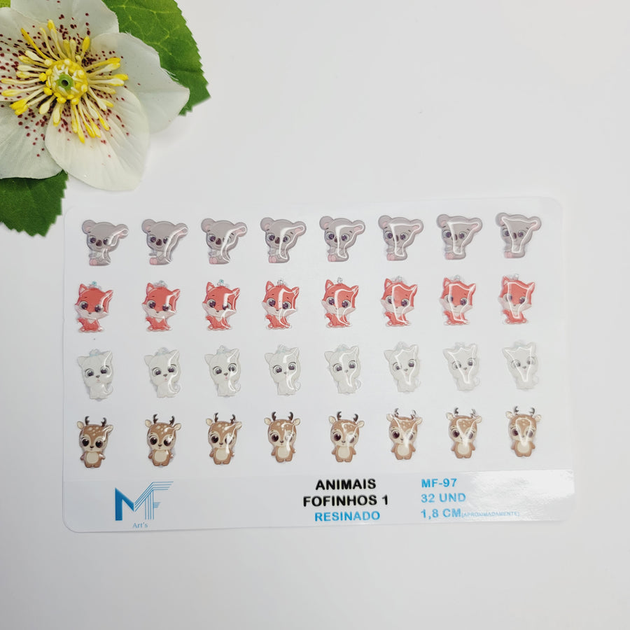 Adhesive resin for clays MF-97 cute animals #1 (1.8 cm) 32 Units