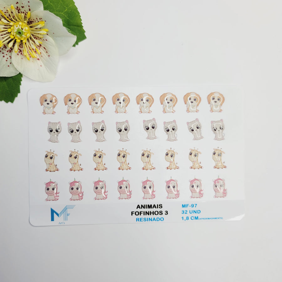 Adhesive resin for clays MF-97 cute animals #3 (1.8 cm) 32 Units