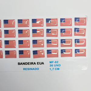 Adhesive resin for clays MF-82 American flag Rectangular ( 1.7 cm) 36 units