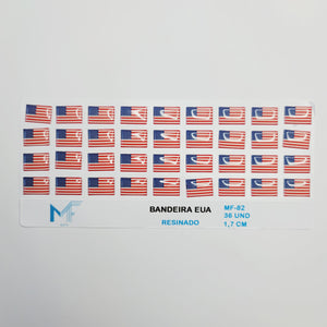 Adhesive resin for clays MF-82 American flag Rectangular ( 1.7 cm) 36 units