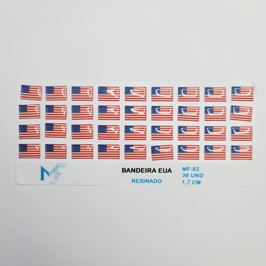 Adhesive resin for clays MF-82 American flag Rectangular ( 1.7 cm) 36 units