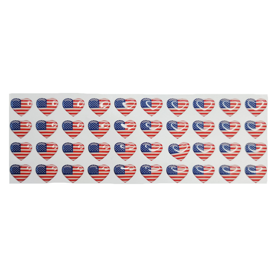 Adhesive resin for clays MF-82 American flag Heart ( 1.5 cm) 40 units