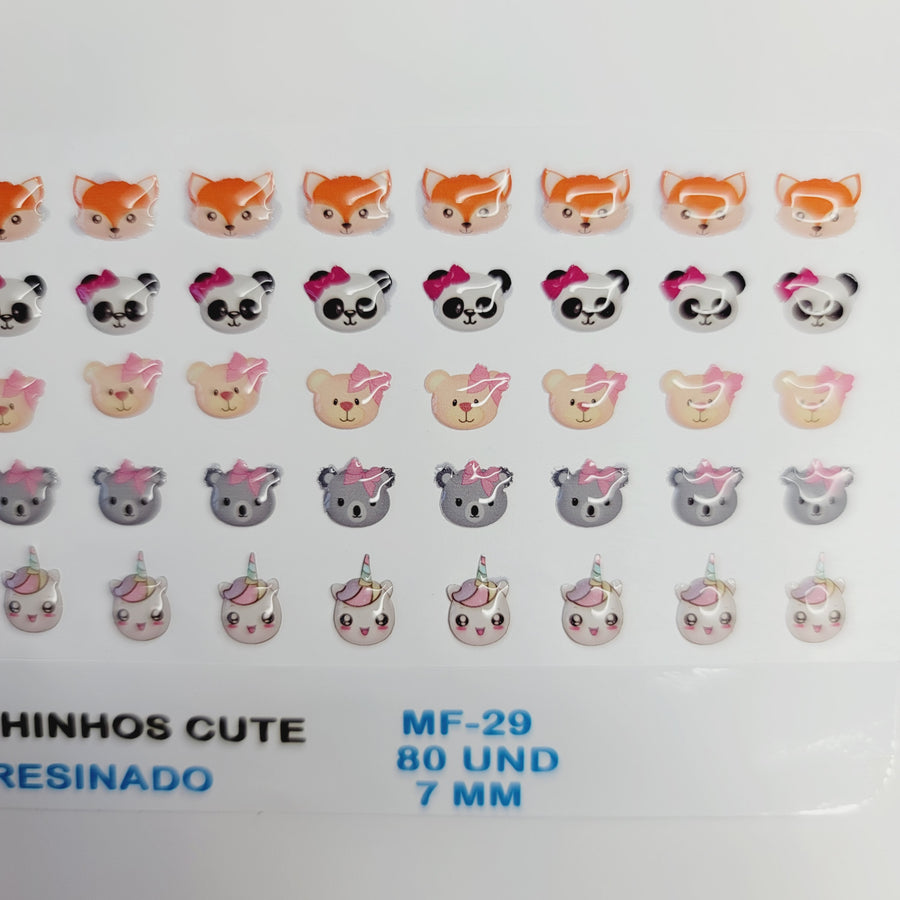 Adhesive Resin for Clays MF 29 Cute Animals (7mm ) 80 Units