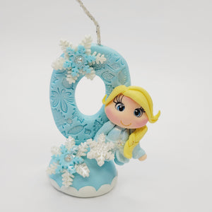 Blond Princess themed candle #0 for cake top