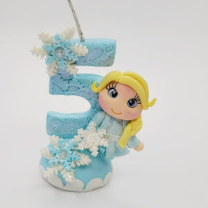 Blond Princess themed candle #5 for cake top