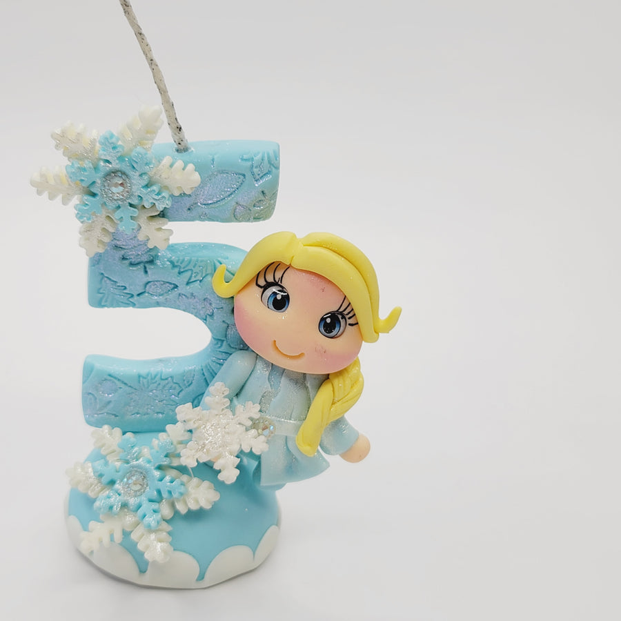 Blond Princess themed candle #5 for cake top