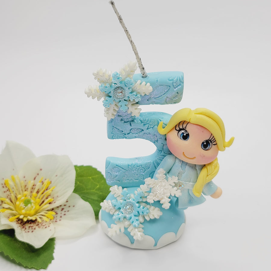 Blond Princess themed candle #5 for cake top