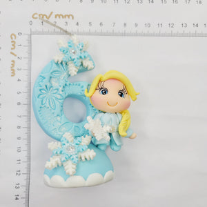 Blond Princess themed candle #6 for cake top