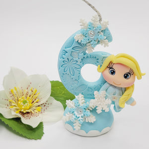 Blond Princess themed candle #6 for cake top