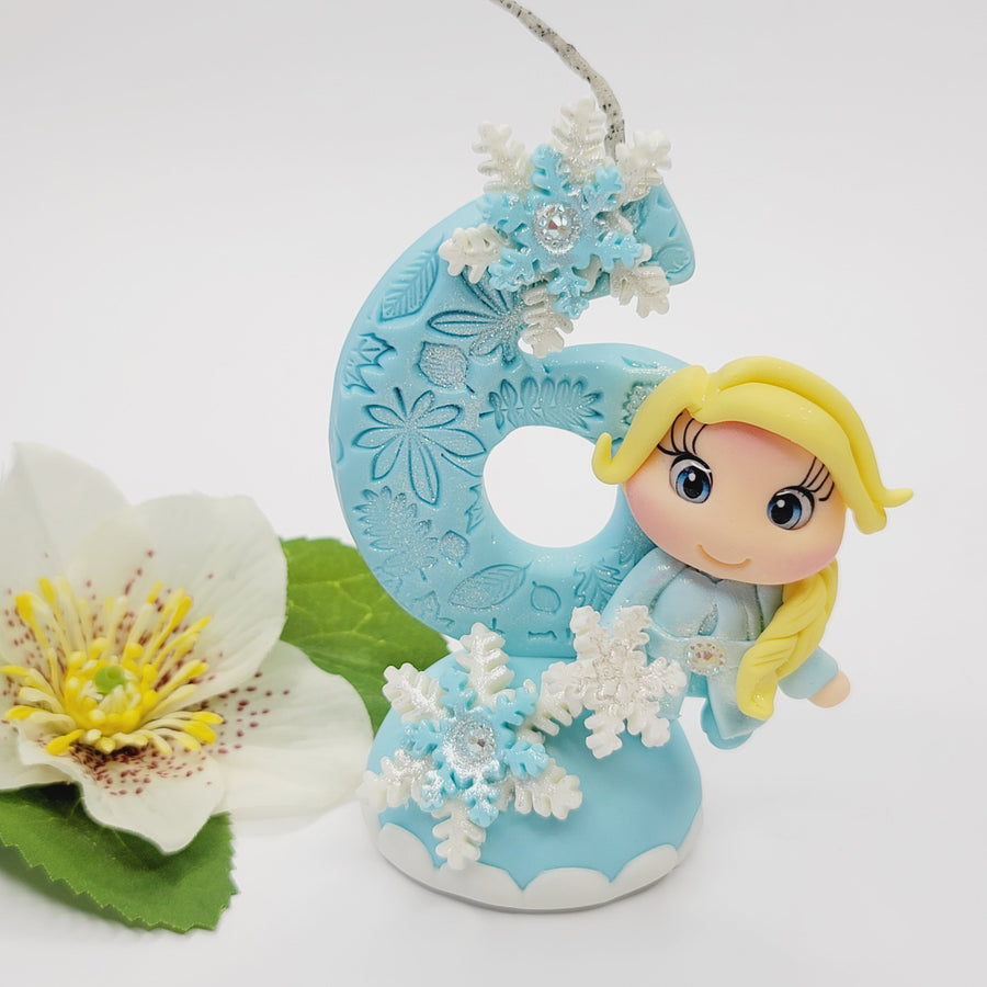 Blond Princess themed candle #6 for cake top