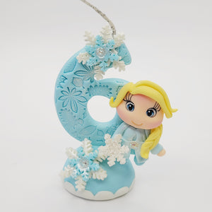 Blond Princess themed candle #6 for cake top