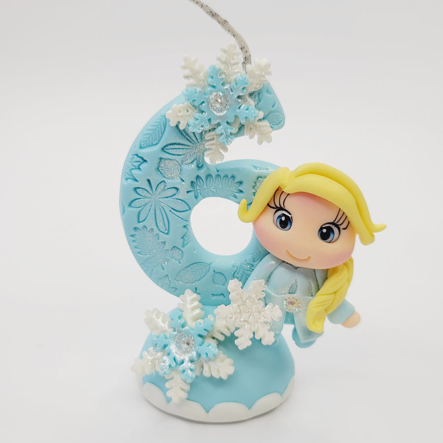 Blond Princess themed candle #6 for cake top