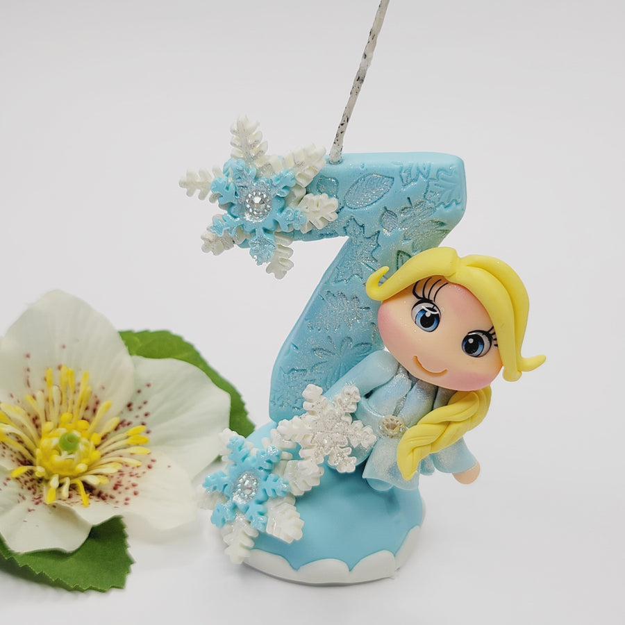 Blond Princess themed candle #7 for cake top