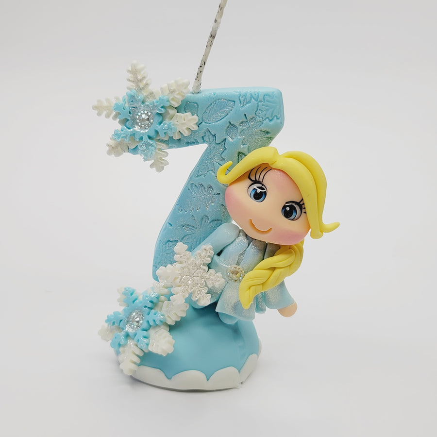 Blond Princess themed candle #7 for cake top