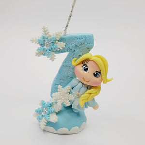 Blond Princess themed candle #7 for cake top