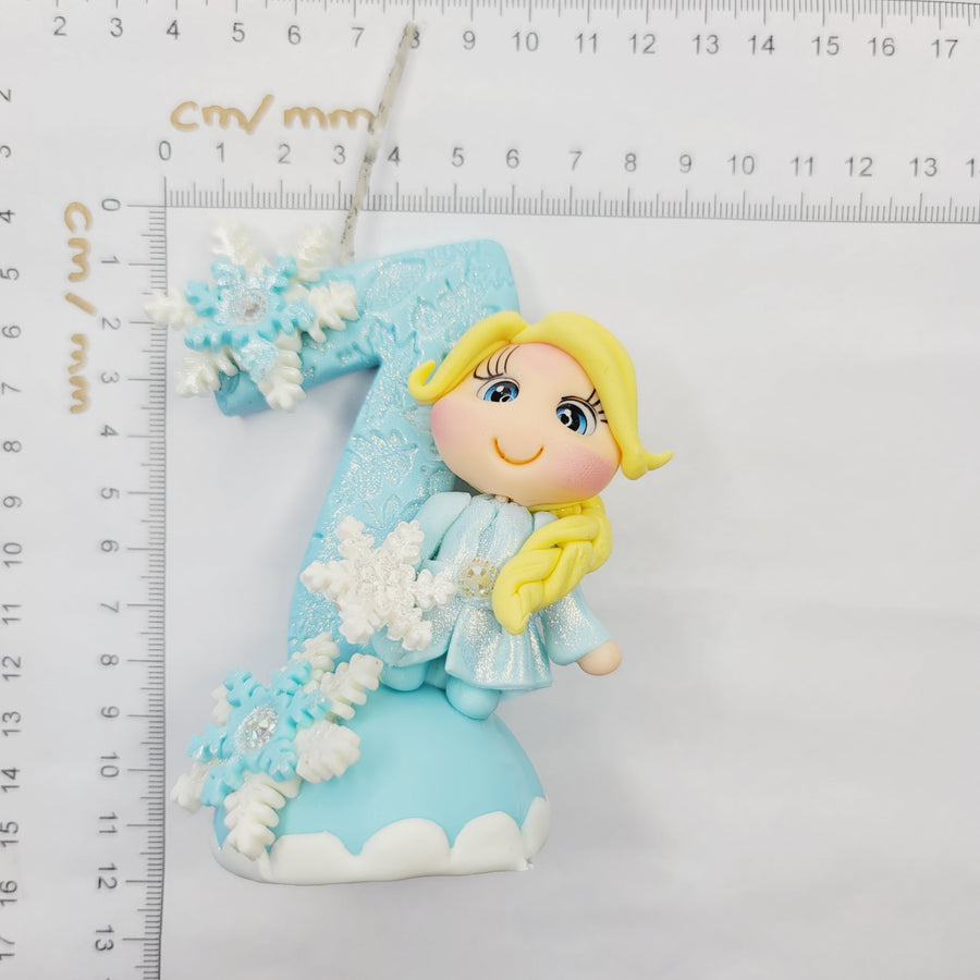 Blond Princess themed candle #7 for cake top