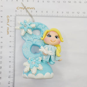 Blond Princess themed candle #8 for cake top