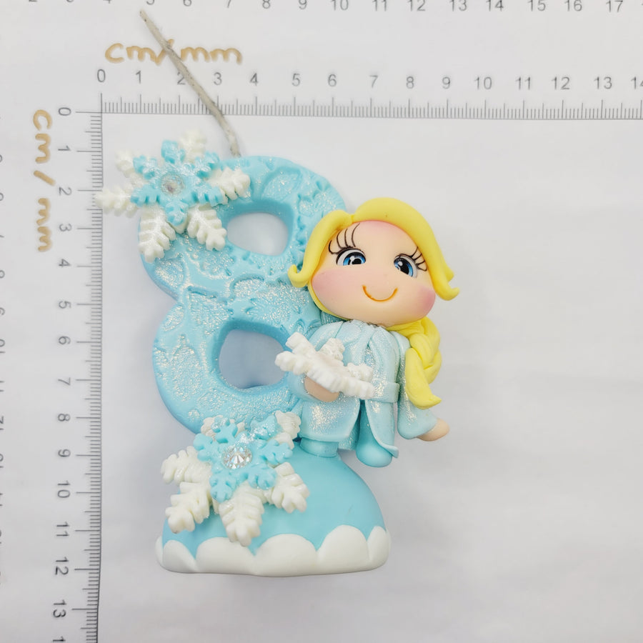 Blond Princess themed candle #8 for cake top