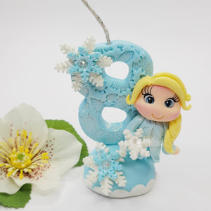 Blond Princess themed candle #8 for cake top