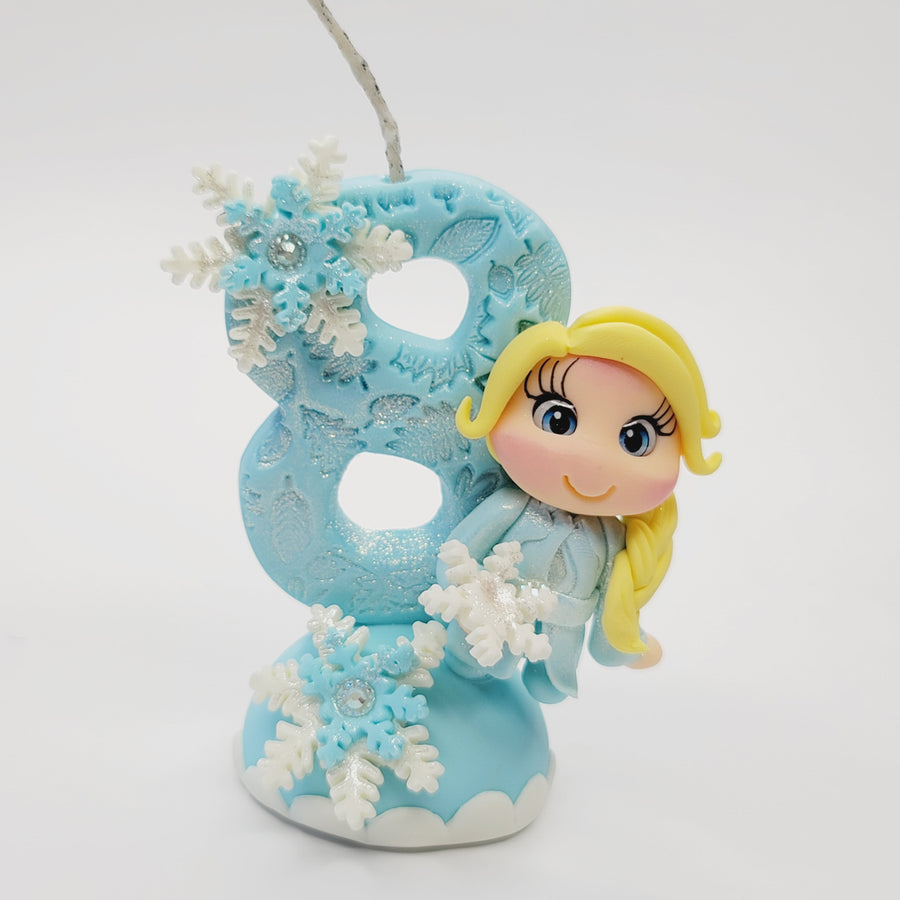 Blond Princess themed candle #8 for cake top