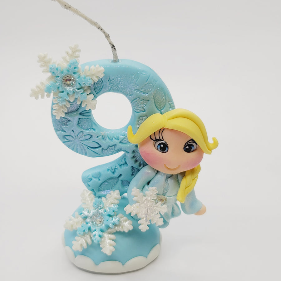 Blond Princess themed candle #9 for cake top