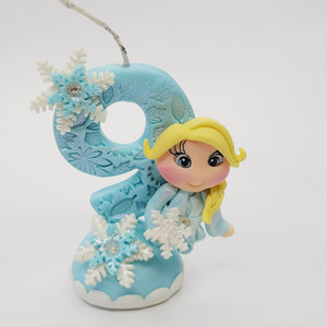 Blond Princess themed candle #9 for cake top