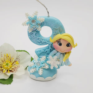 Blond Princess themed candle #9 for cake top