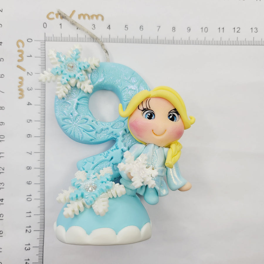 Blond Princess themed candle #9 for cake top