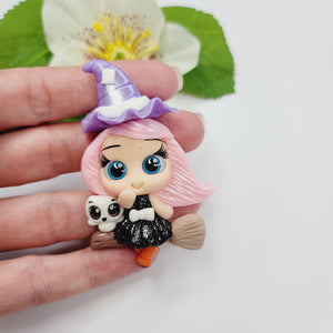 Witch Belladonna #580 Clay Doll for Bow-Center, Jewelry Charms, Accessories, and More