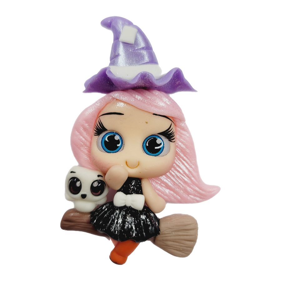 Witch Belladonna #580 Clay Doll for Bow-Center, Jewelry Charms, Accessories, and More