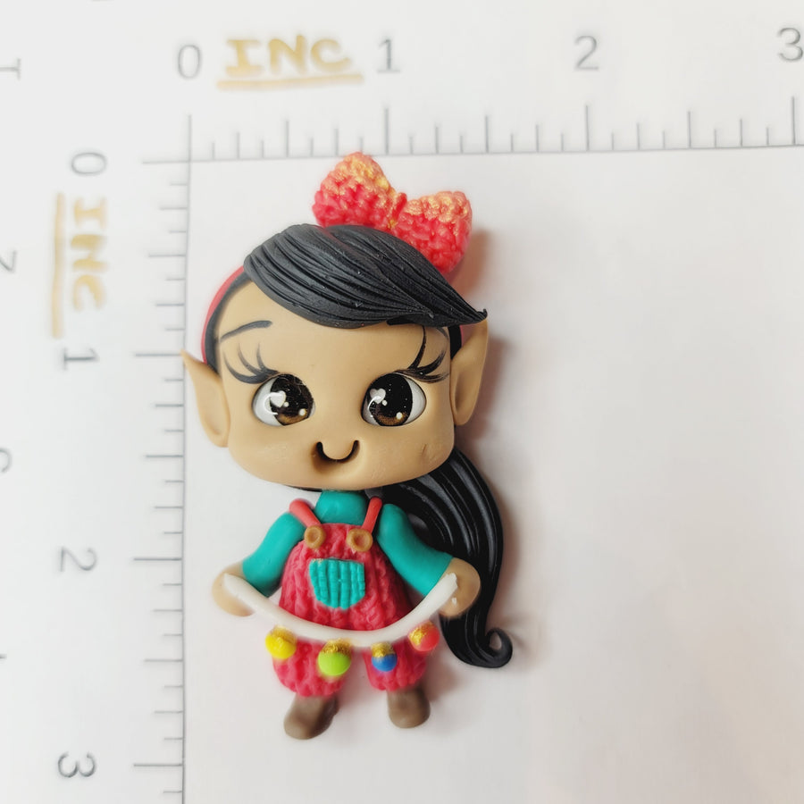 Elf Chantria xmas #188 Clay Doll for Bow-Center, Jewelry Charms, Accessories, and More